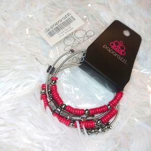 NWT Tribal Spunk pink and silver set of 4 stretchy bracelets